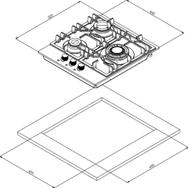 WEISSGAUFF Газовая варочная панель HG 430 BGV, 3 конфорки, закаленное стекло, черный — изображение 7