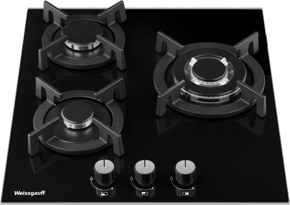 WEISSGAUFF Газовая варочная панель HG 430 BGV, 3 конфорки, закаленное стекло, черный — изображение 9