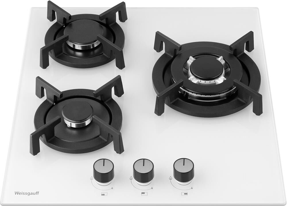 WEISSGAUFF Газовая варочная панель HG 430 WGV, 3 конфорки, закаленное стекло, белый — изображение 3