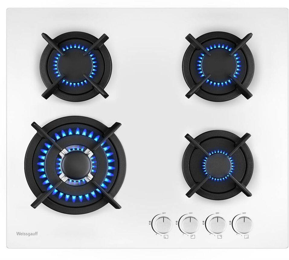 WEISSGAUFF Газовая варочная панель HG 640 WGh, 4 конфорки, закаленное стекло, белый — изображение 2
