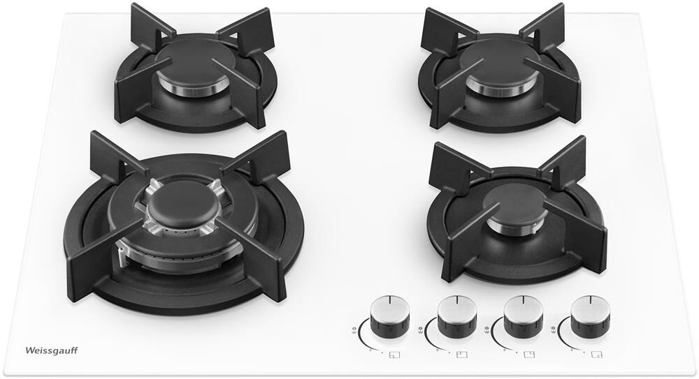 WEISSGAUFF Газовая варочная панель HG 640 WGh, 4 конфорки, закаленное стекло, белый — изображение 3