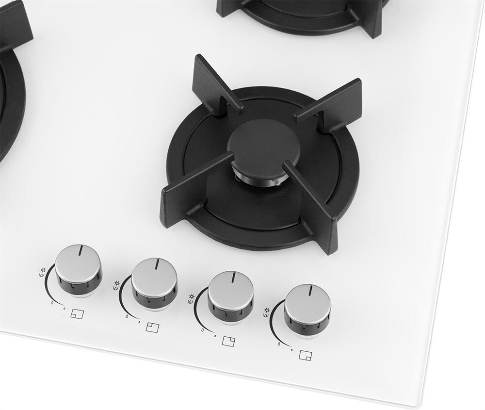 WEISSGAUFF Газовая варочная панель HG 640 WGh, 4 конфорки, закаленное стекло, белый — изображение 5