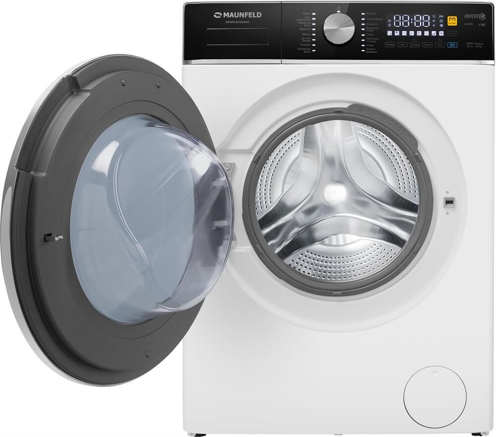 MAUNFELD Стиральная машина MFWD14106WH03, с фронтальной загрузкой, 10кг, 1400об/мин, с сушкой, инвер — изображение 8