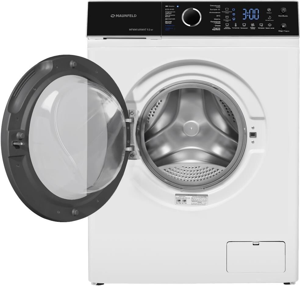 MAUNFELD Стиральная машина MFWM149IWHT класс: A+++ загр.фронтальная макс.:9кг белый инвертор — изображение 2