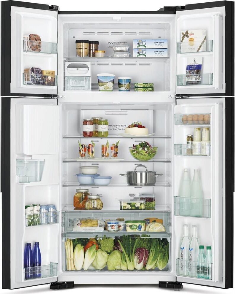 HITACHI Холодильник R-W660PUC7 GBK 2-хкамерн. черный стекло инвертер — изображение 3