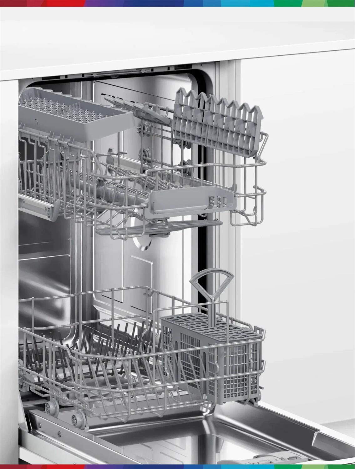 BOSCH Встраиваемая посудомоечная машина Serie 2 SPV2IKX01Q, узкая, ширина 44.8см, полновстраиваемая, — изображение 2