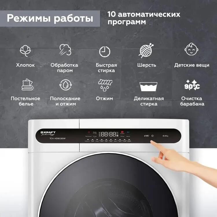 KRAFT Стиральная машина TCH-HD 8528 SW — изображение 5