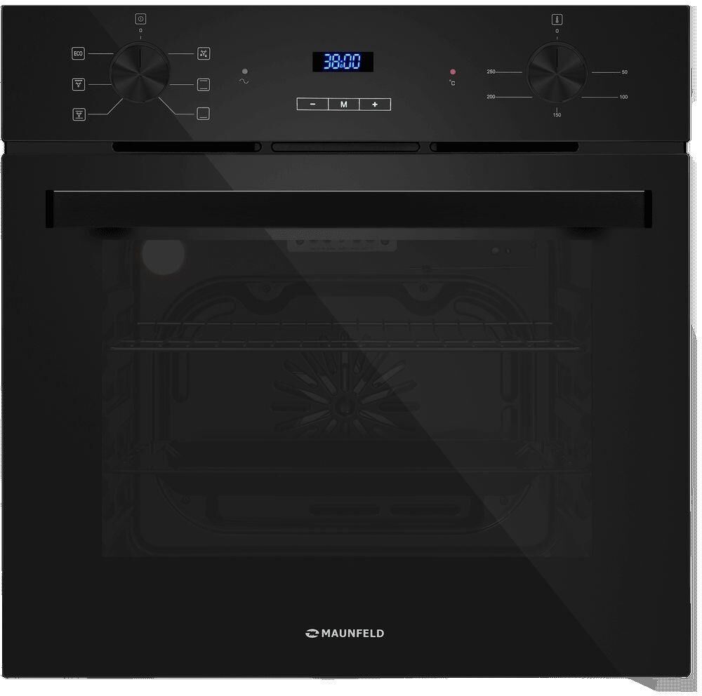 MAUNFELD Духовой шкаф электрический AEOH6062B2M, 60л, дверца с 3 стеклами, черный